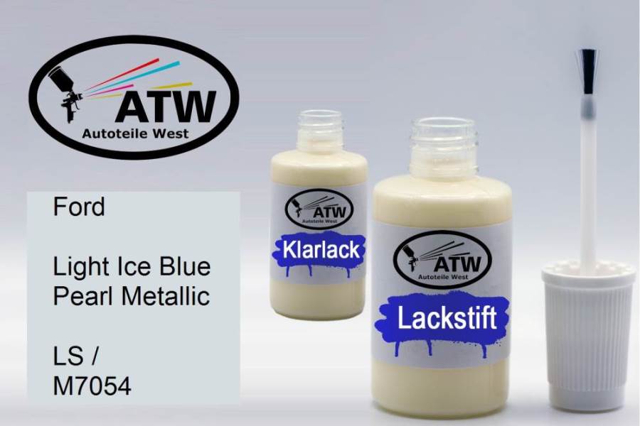 Ford, Light Ice Blue Pearl Metallic, LS / M7054: 20ml Lackstift + 20ml Klarlack - Set, von ATW Autoteile West.
